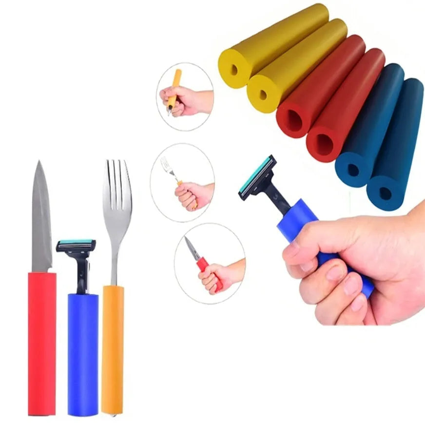 Pack of black rubber grip hoses for utensil handles, showing inner and outer diameter.