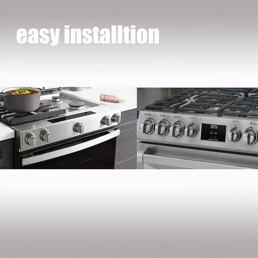 Silver metal oven stove knob assembly with 5.3cm circular diameter