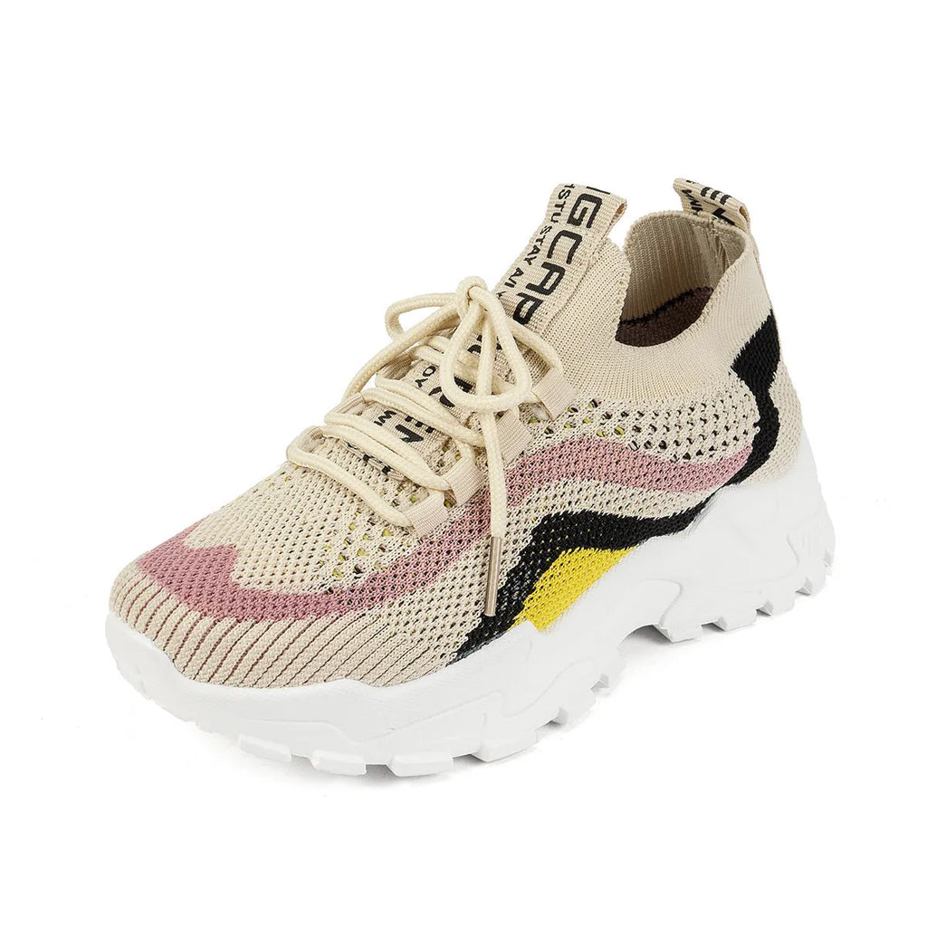 Women's black and white casual sports shoes with mesh upper and lace-up front.