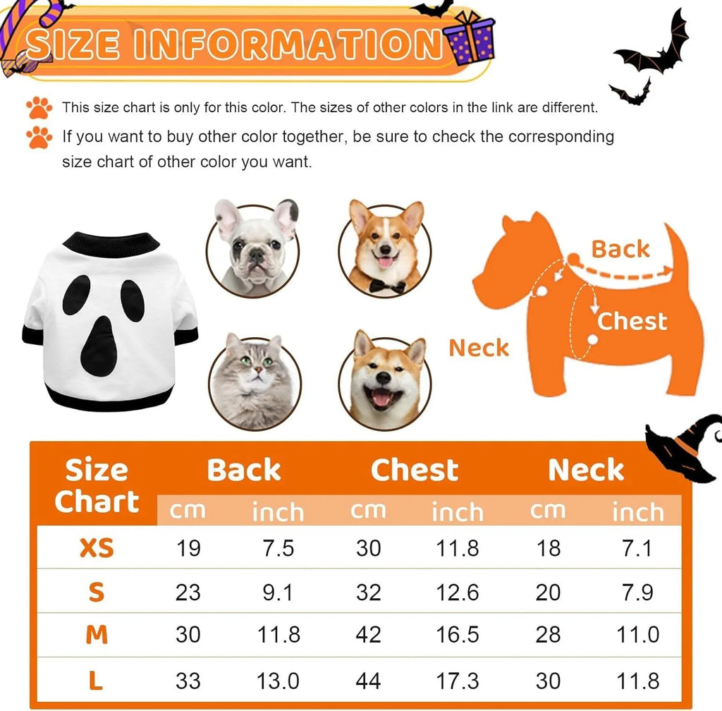 Halloween skeleton costume sweatshirt for small dogs and kittens in lightweight cotton