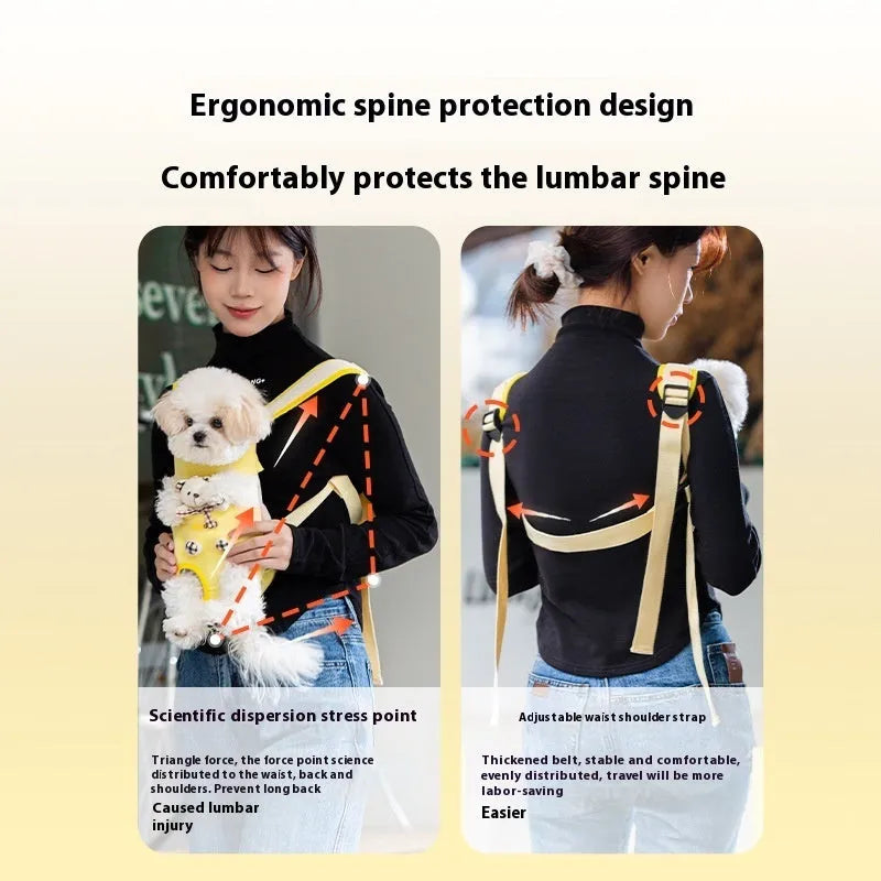 Soft canvas pet carrier bag with cartoon animal pattern and Beka yellow bear design