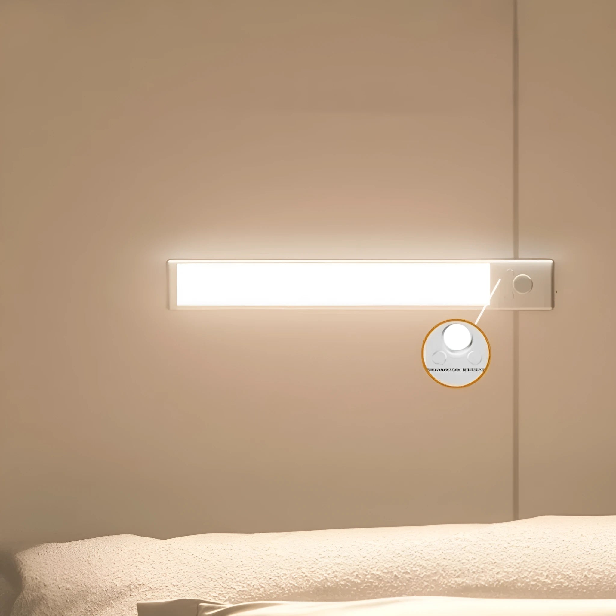 White plastic LED induction cabinet light 24cm with rechargeable battery and no-drilling mount