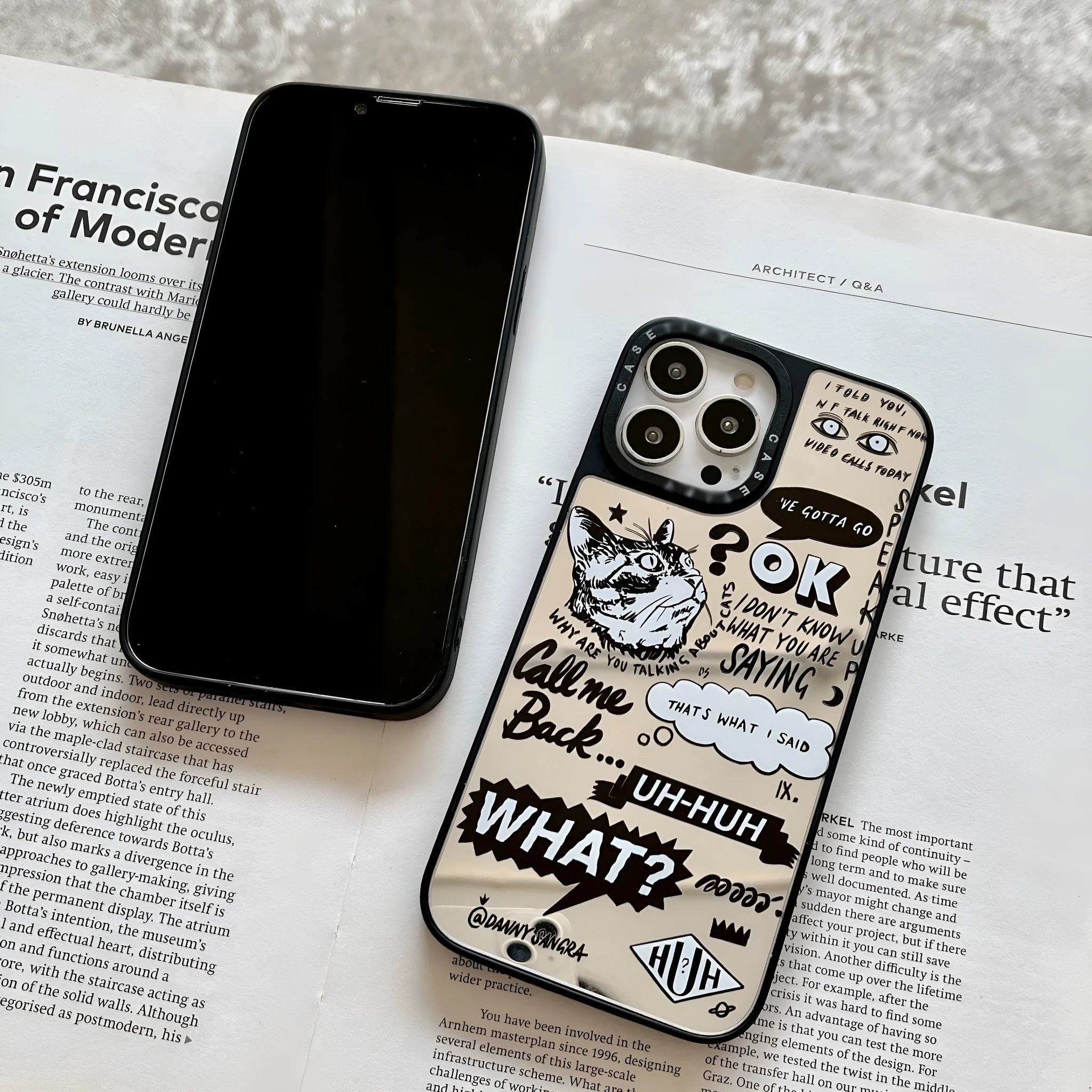 English graffiti cat painted TPU full wrap phone case for iPhone, cat colour