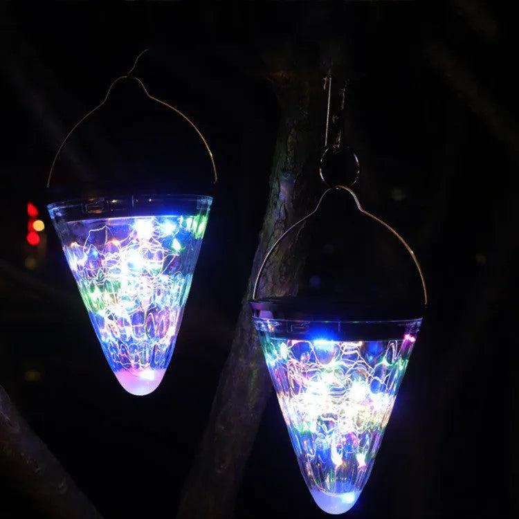 Solar conical starry sky LED garden light IP65 waterproof outdoor lamp 3W 130x150mm in warm yellow finish
