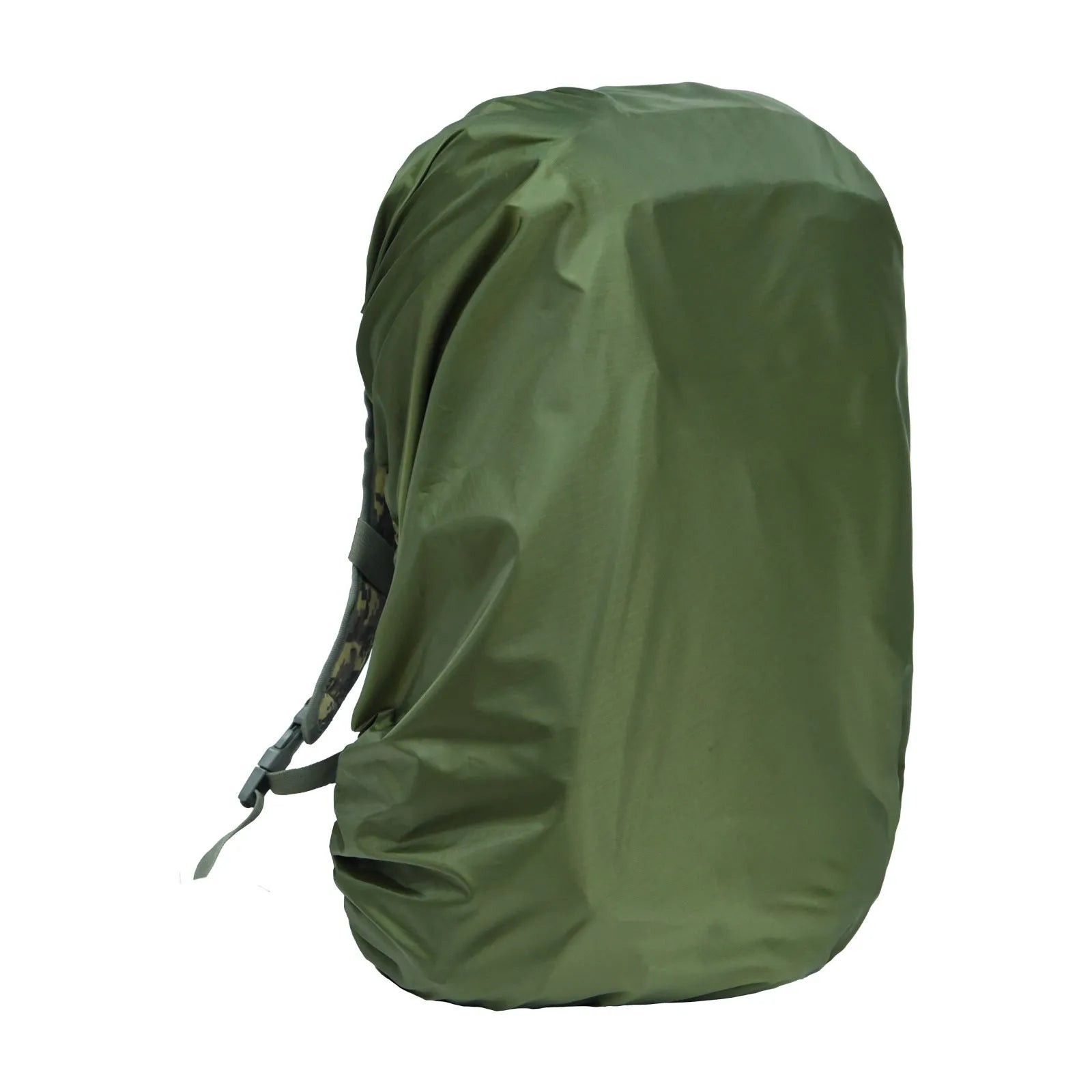 Army green backpack rain cover with 80L capacity for outdoor waterproof protection
