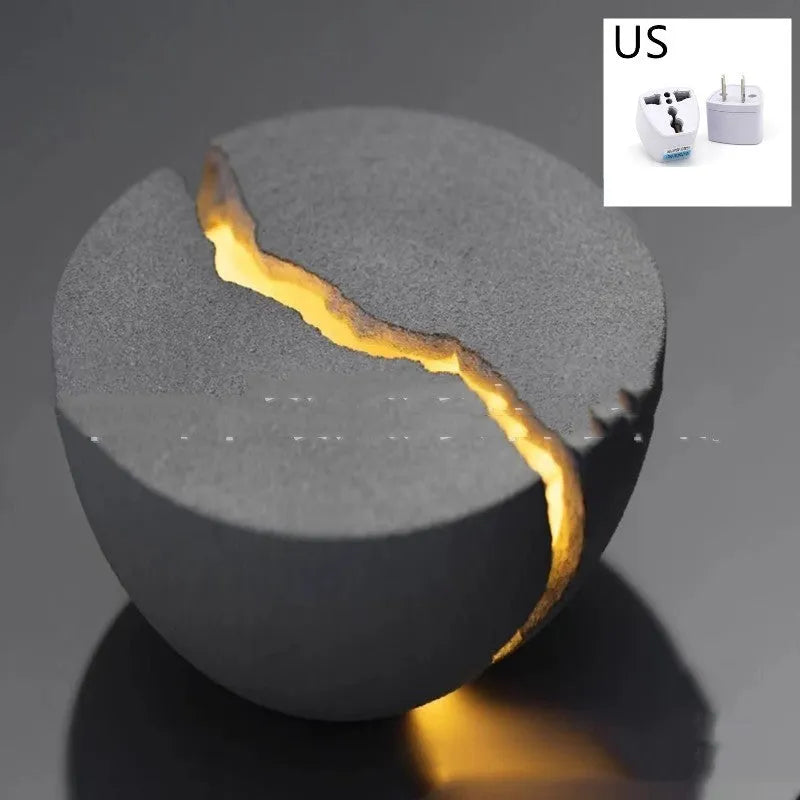 Designer minimalist LED table lamp with resin natural sand finish and 4000K light, 130x70mm
