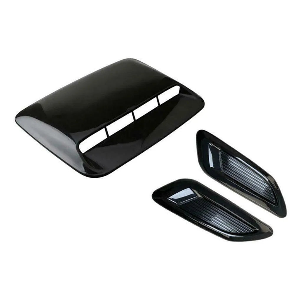 ABS car airscoop shroud set showing engine cover and side vent pieces in black finish