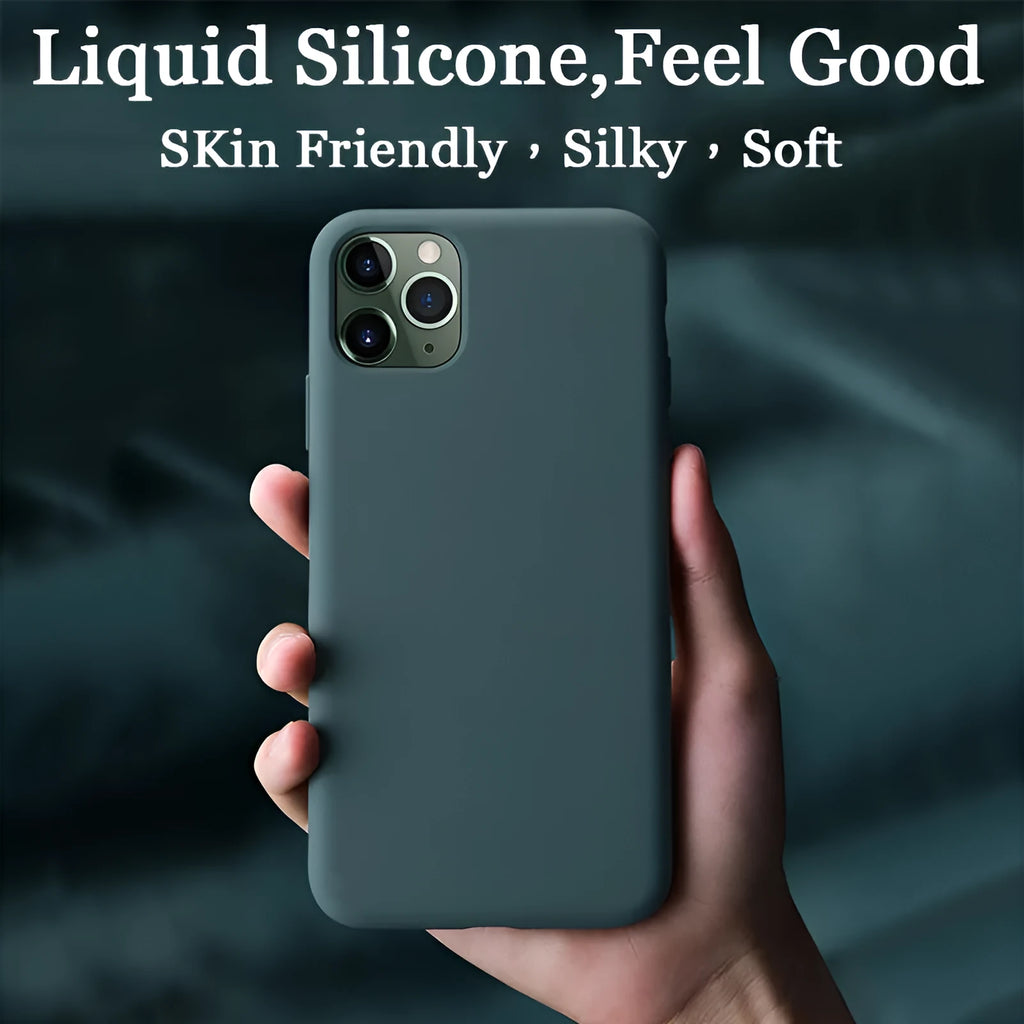 Liquid silicone soft phone case in mint green for iPhone with smooth back and side grip