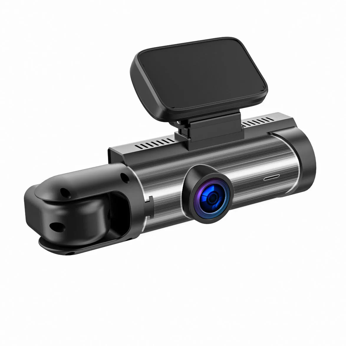 Dual-lens HD driving recorder with a 3.5-inch LCD screen mounted on a car windscreen.