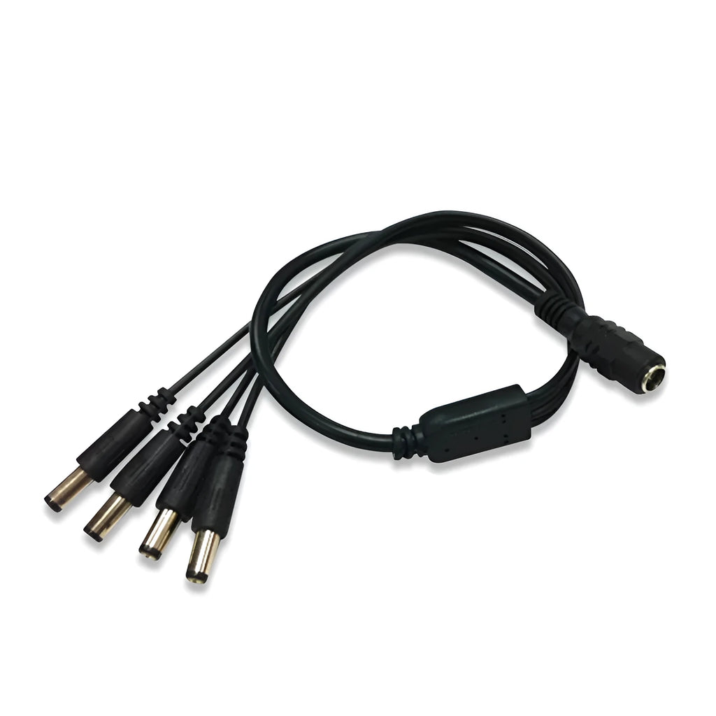 Black 0.39 metre DC power cable with 1-to-4 split for monitoring equipment
