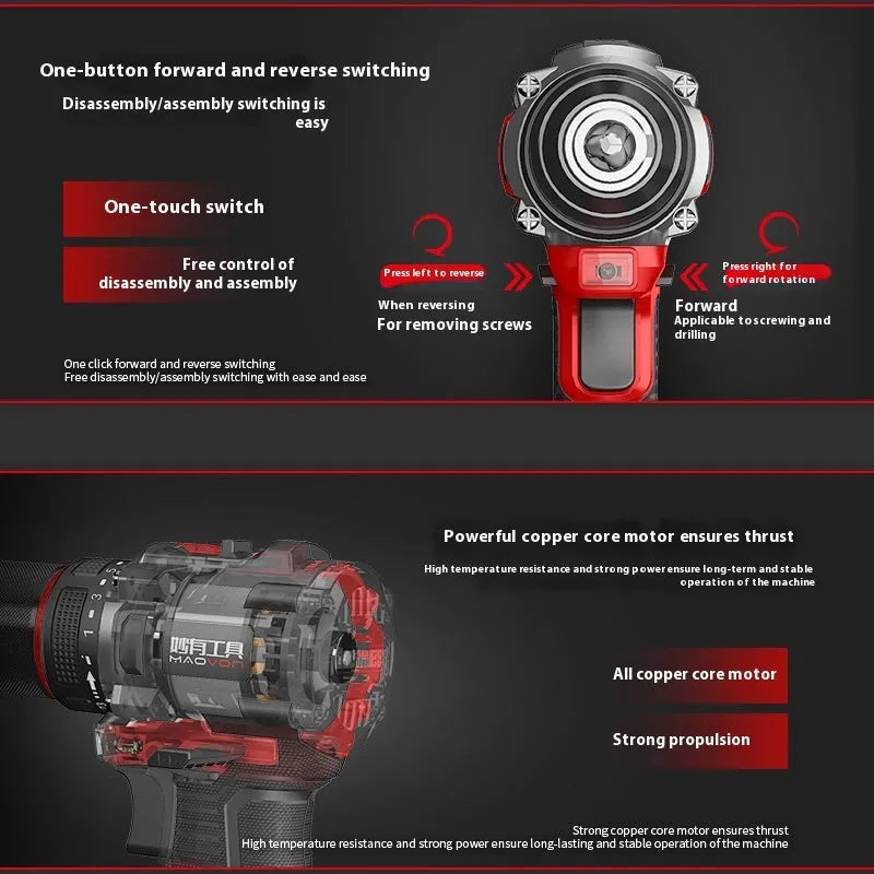 Brushless electric drill rechargeable pistol small lithium impact electric drill 21V