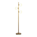 Creative minimalist floor lamp with warm LED light, gold aluminium alloy frame and glass shade