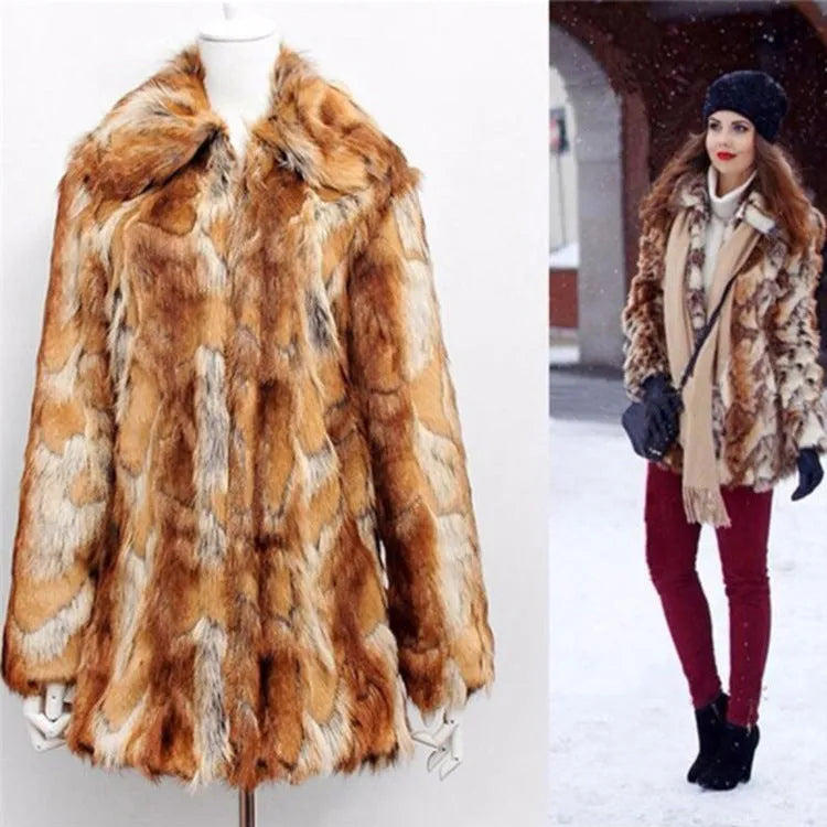 Women's tiger print faux fur jacket in slim fit with long sleeves.