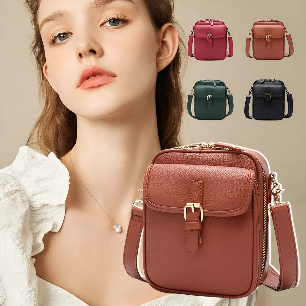Unisex vintage large capacity PU messenger bag with retro brown finish and 10 card inserts