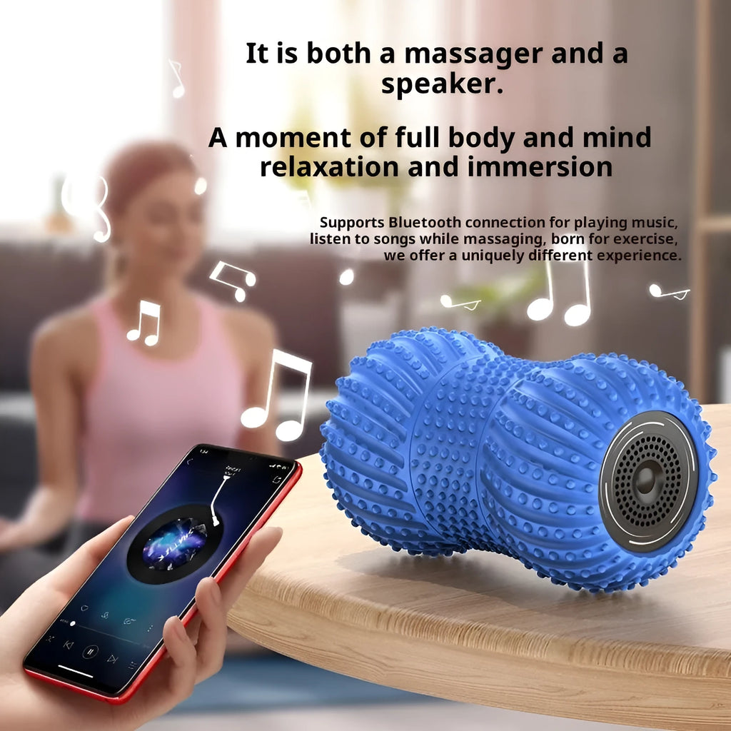 Electric peanut yoga ball roller massage instrument with Bluetooth music in blue colour, USB rechargeable