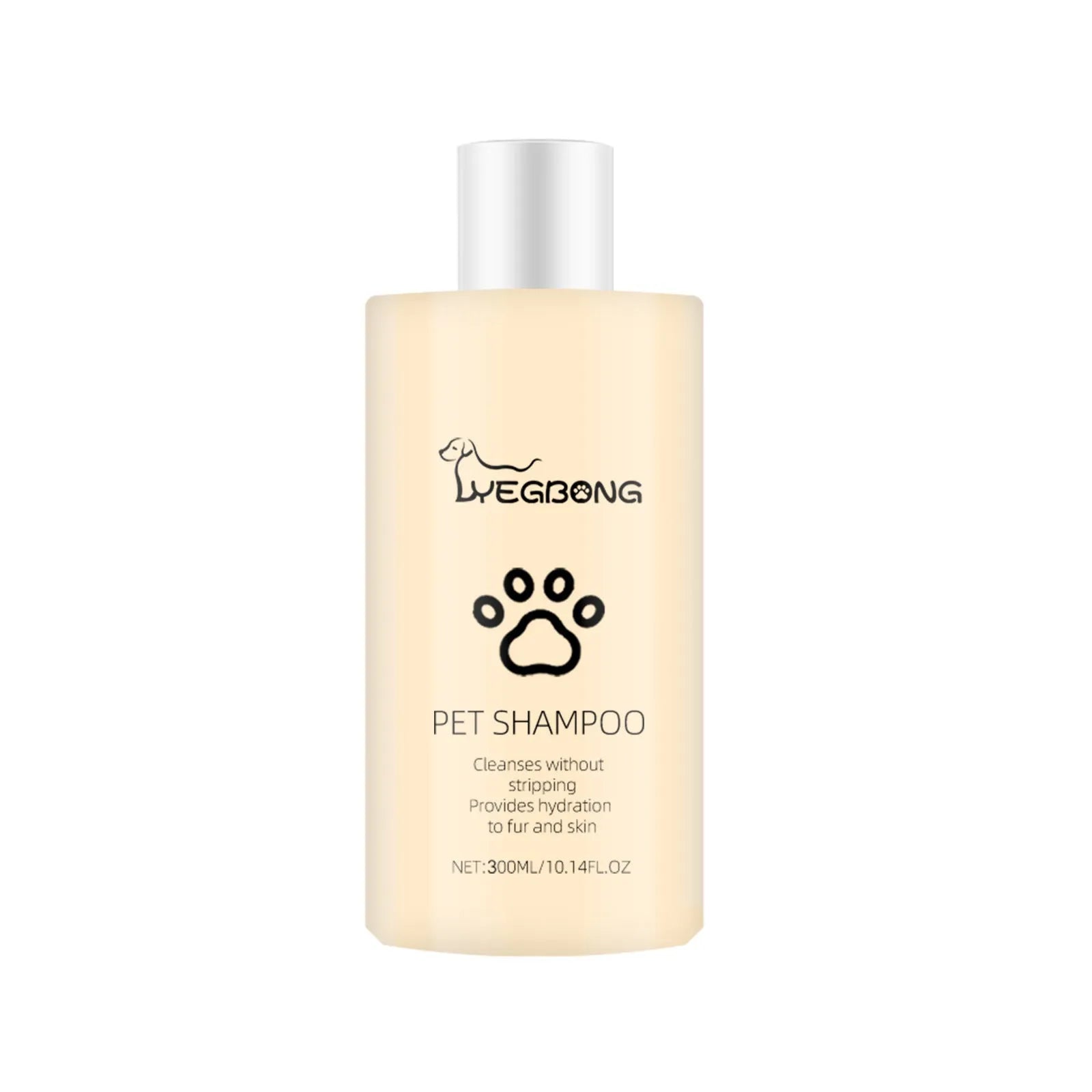 Bottle of mild pet shampoo for dogs and cats in 100ml and 300ml sizes