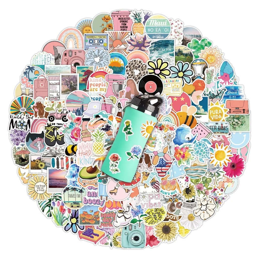 200-piece PVC waterproof style stickers for DIY luggage notebook decoration