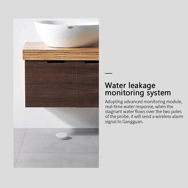 Zigbee wireless flood sensor for smart home water leak detection with compact 50mm by 17mm PC plastic housing