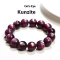 Purple lepidolite crystal bracelet with round polished beads showing selectable size options.