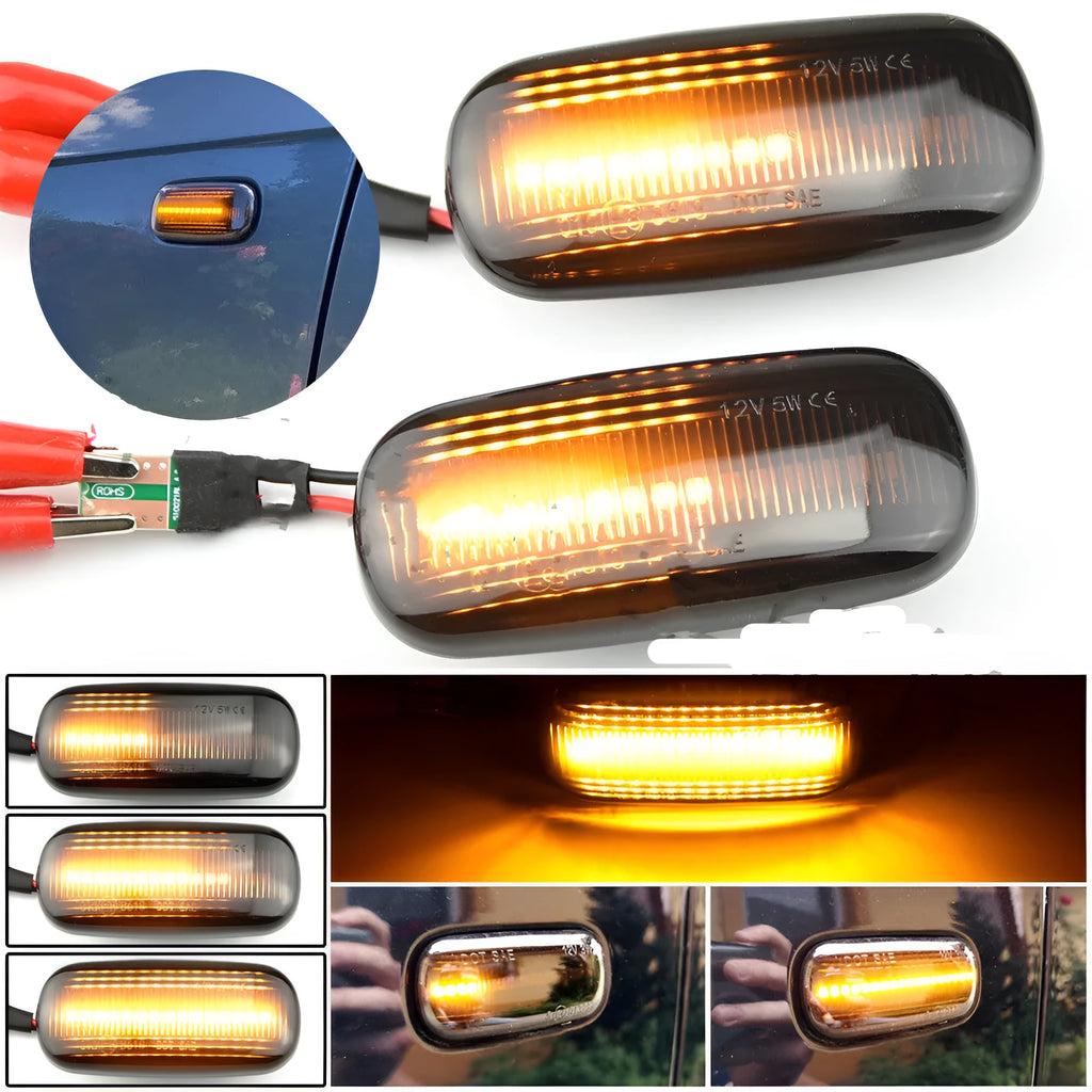 Audi A4 RS4 2002-2005 flowing water fender side light ABS smoked black white 13x7x5cm