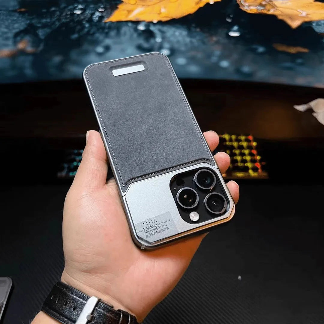 Aluminium alloy magnetic suction anti-drop protective case for iPhone in grey colour