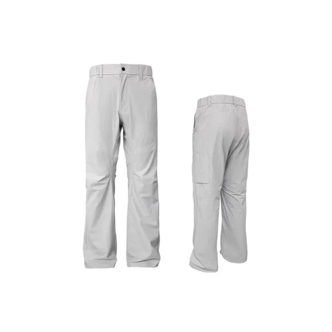 Men's straight leg casual trousers in chemical fibre nylon blend fabric showing Army Green colour option