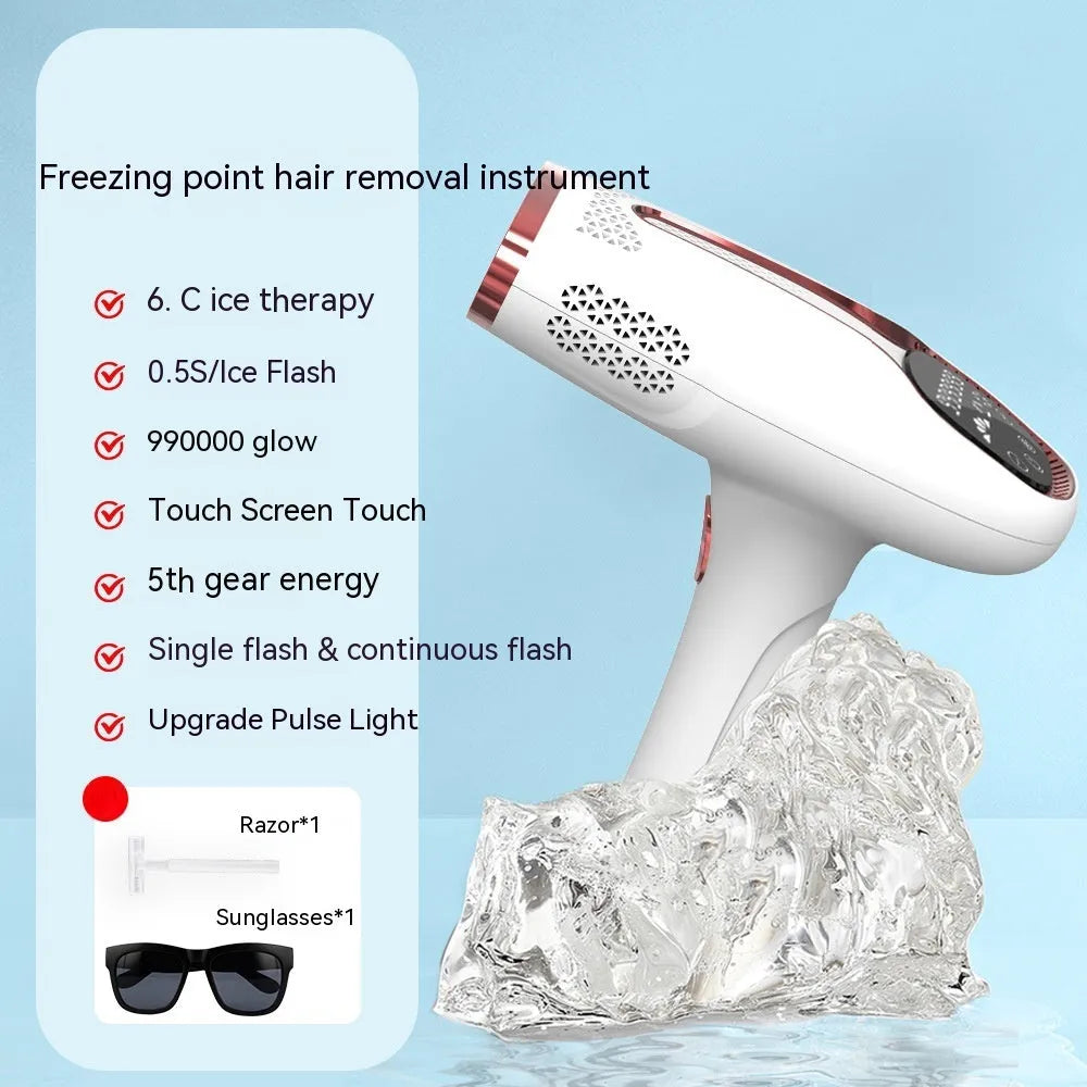 White household underarm hair removal instrument with freezing point technology and plug-in power supply