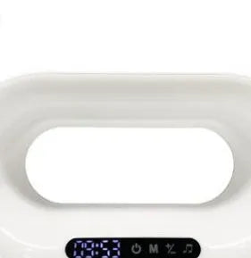 White smart desk lamp with central wireless charging pad and surrounding RGB LED light strip