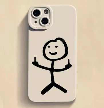 TPU gesture phone case with Stickman design for Apple 16 series in black