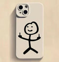 TPU gesture phone case with Stickman design for Apple 16 series in black