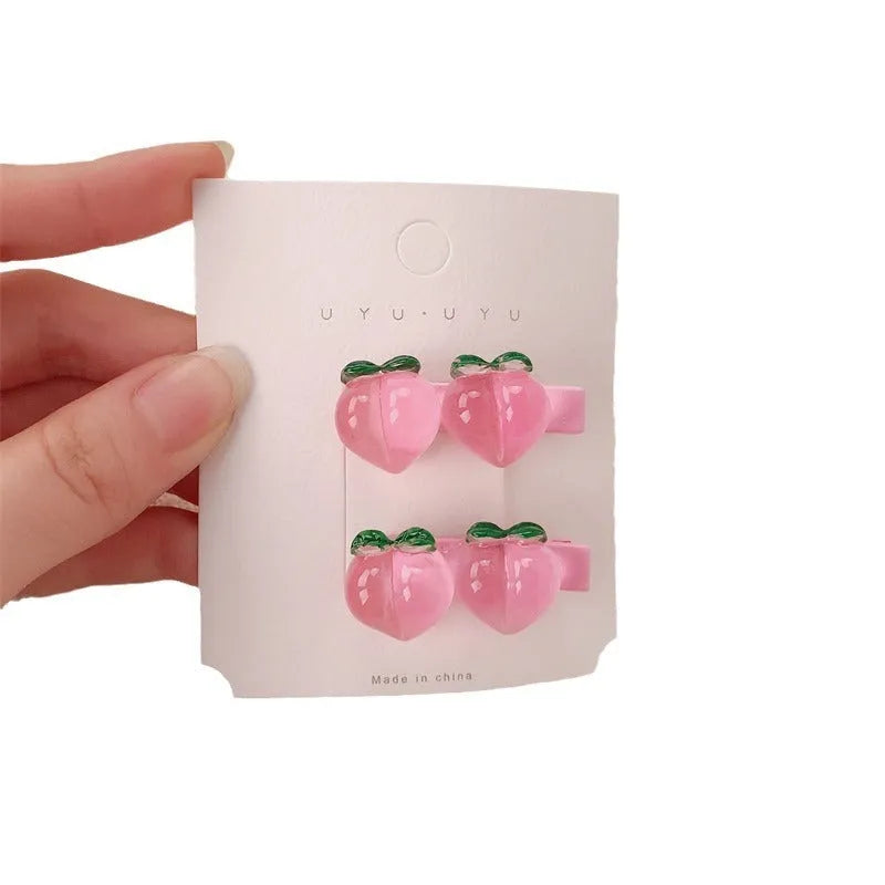 Peach transparent pink plastic hair clip duckbill and BB clip styles for girls