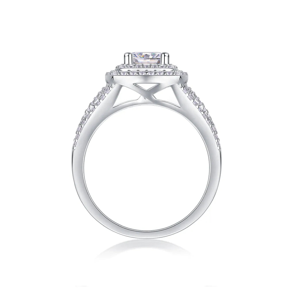 Supreme Charm moissanite wedding ring set 1 carat S925 silver platinum plated in gift box