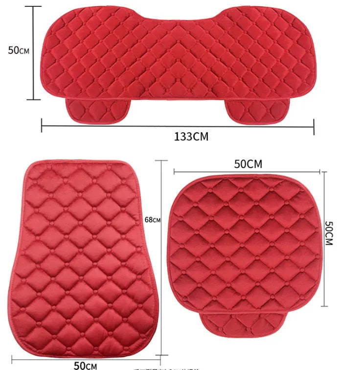 Ringer plush cotton car seat cushion in burgundy, black, coffee, grey, purple, or warm rice colours