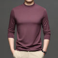 Men's half-high collar long sleeve modal undershirt in solid colour, pullover style