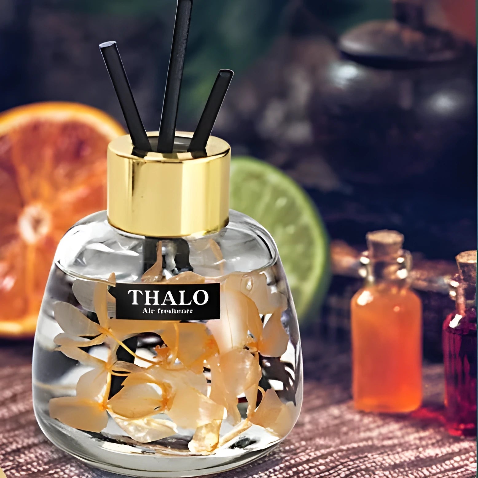 Glass bottle car perfume ornament for vehicle aromatherapy in decorative design.
