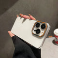 Transparent magnetic bracket phone case for iPhone 14 and 15 series with aluminium alloy frame