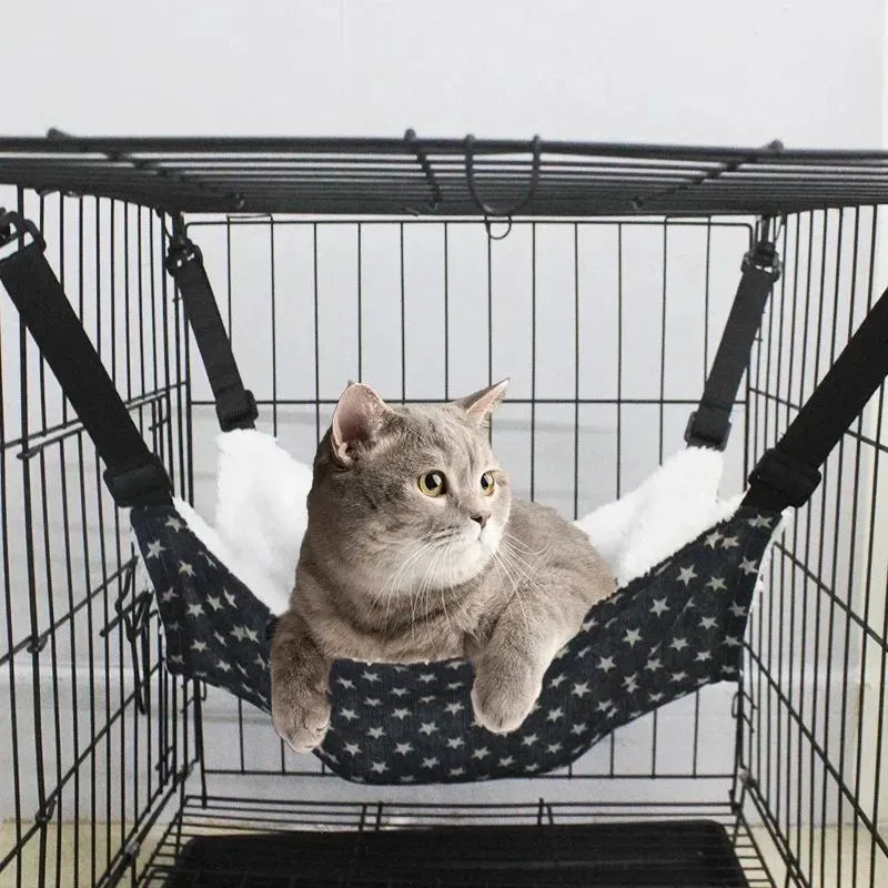 Cotton flannel pet hammock with plastic hooks for cats and small rodents