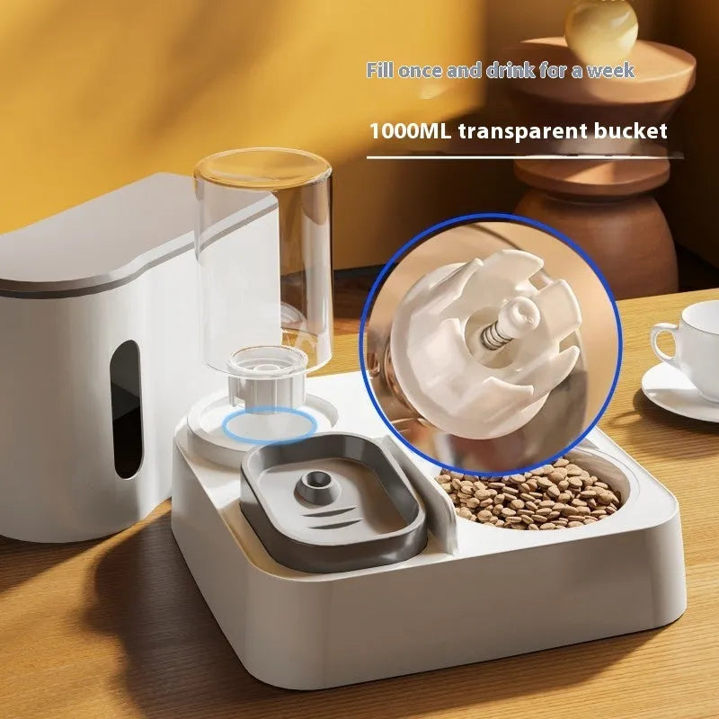 Automatic cat feeder water dispenser with integrated double bowl in multiple colour options