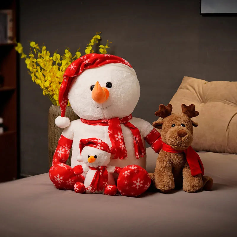 Super soft short plush snowman ragdoll doll with PP cotton filling, available in 25cm, 35cm, and 65cm sizes
