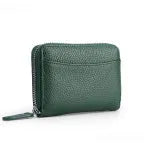 First layer cowhide genuine leather coin purse with multiple compartments and sewing line detailing
