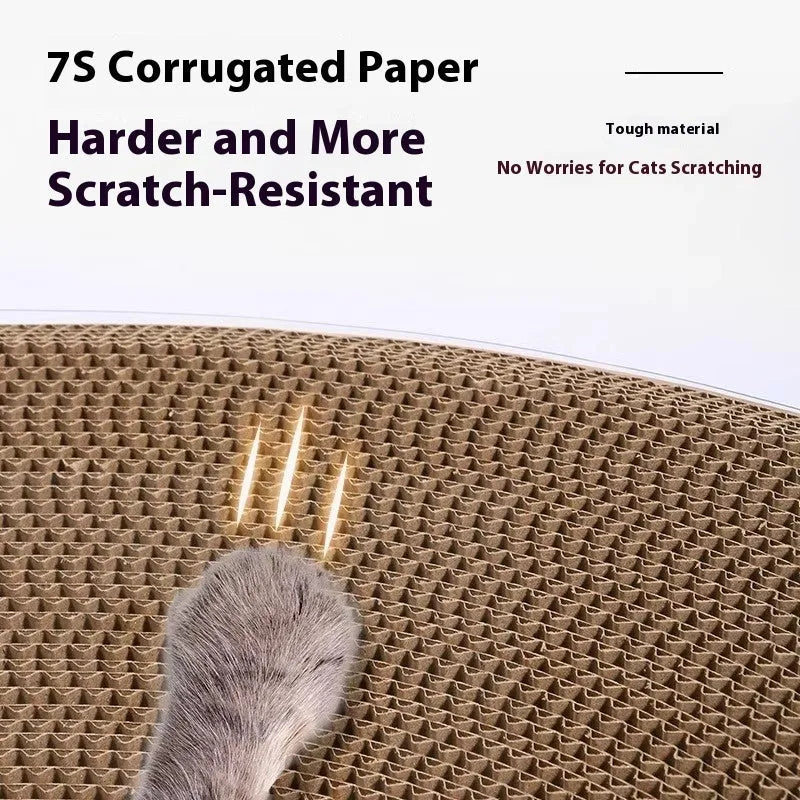 White and transparent 2-in-1 cat scratch board and enclosed PVC tunnel nest, measuring 58cm long.