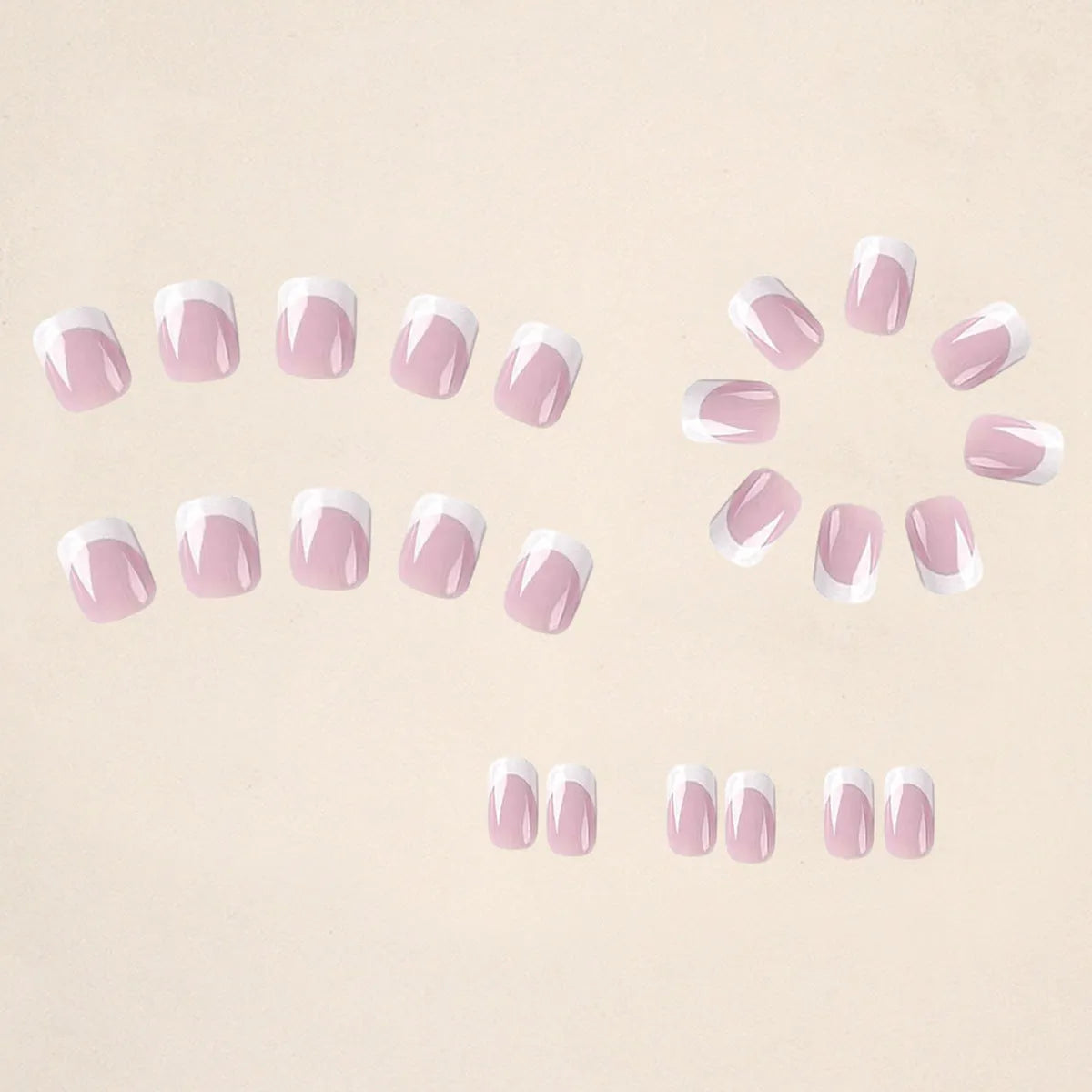 White plaid false nail tips set of 24 pieces with adhesive backing