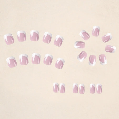 White plaid false nail tips set of 24 pieces with adhesive backing