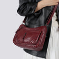 Retro mother bag large capacity compartment PU shoulder bag in brown urban simplicity style
