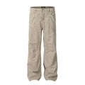 Men's brown straight-leg trousers with non-iron cotton fabric and wide-leg design