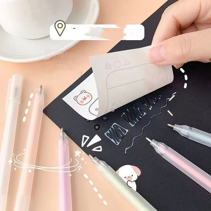 Macaroon coloured quick-dry dispensing pen with cap-pulling design