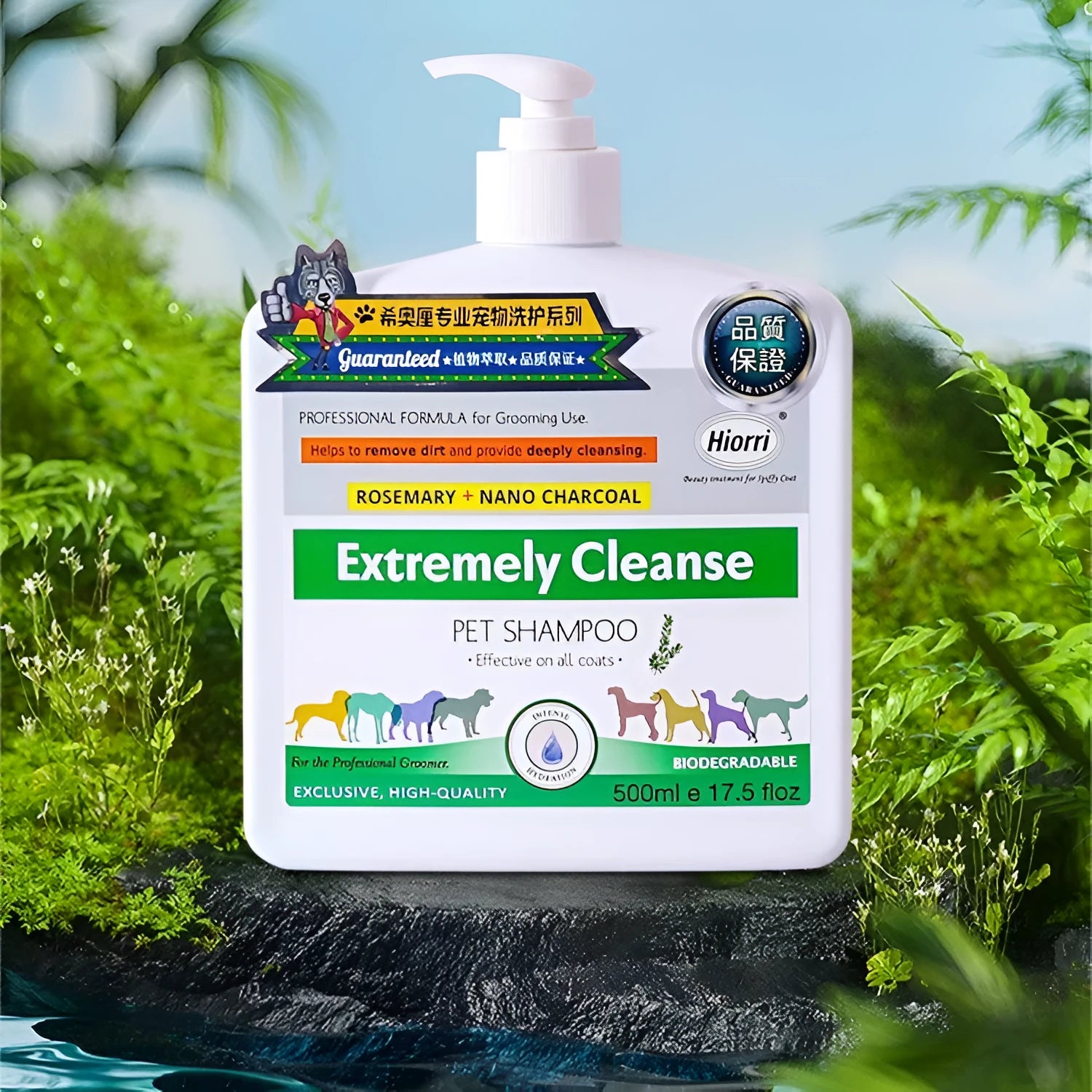 500ml bottles of pet shampoo and conditioner set including dog shampoo, cat lavender wash, and spa conditioners