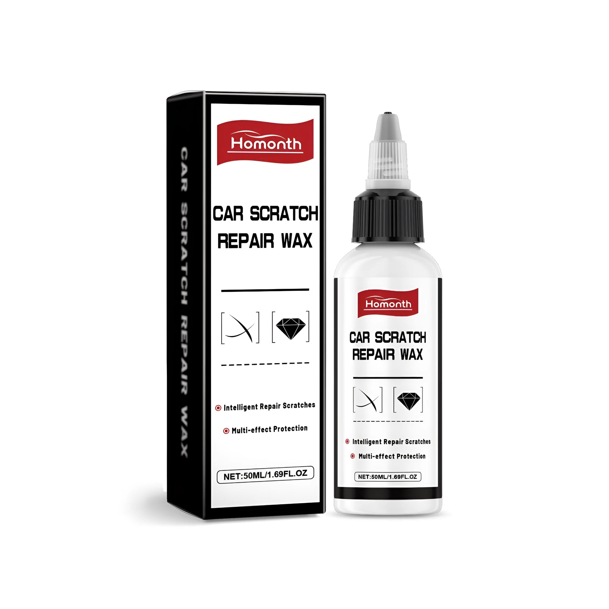 Compact 50ml car scratch repair wax tub with calcium carbonate formula for minor paint scratches