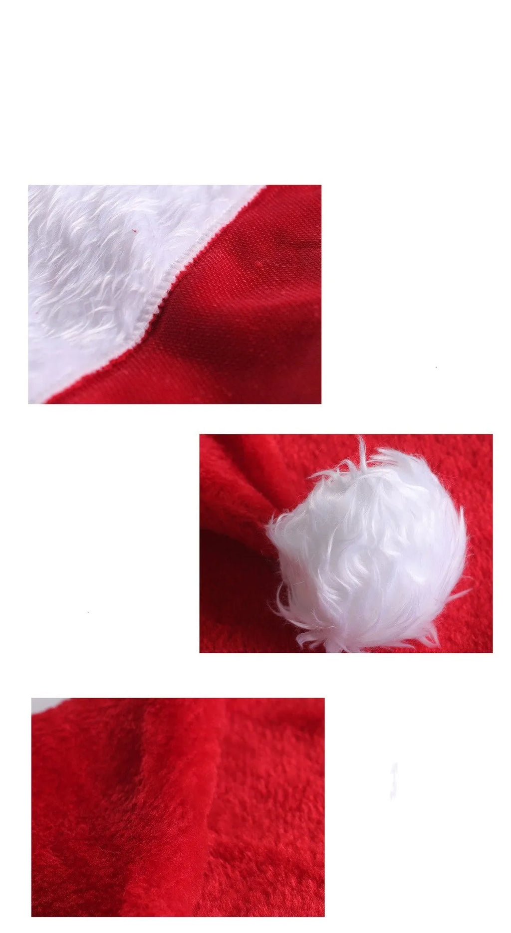 Red and white plush Santa hat with multicoloured LED lights illuminated around the brim