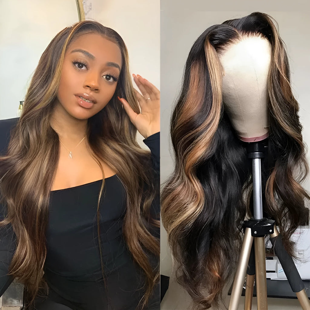 Women's long curly hair wig in picture colour, centre part, high temperature wire construction with rose net